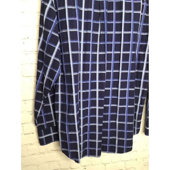 Cezani  Men's L Large Button Up Shirt Long Sleeve Blue Purple Check /Plaid * - Picture 6 of 12
